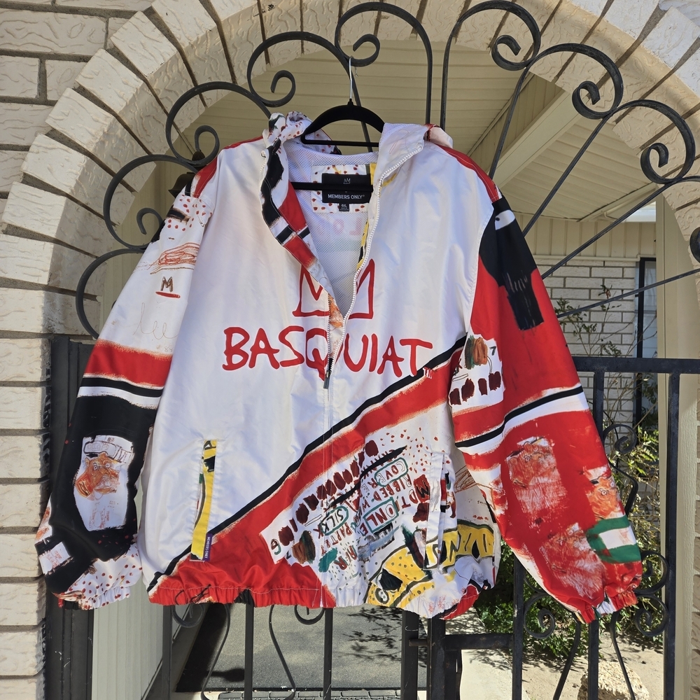 Jean-Michel Basquiat Members Only Windbreaker Jacket 4XL Graphic Hooded Art Prt